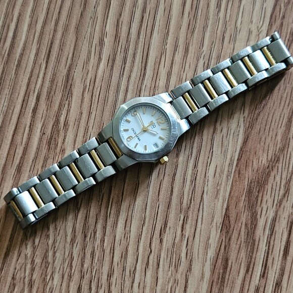 ESQ OCEANIA Swiss Girls Wrist Watch Date Calendar Analog Quartz Silver/Gold Tone - Picture 8 of 14